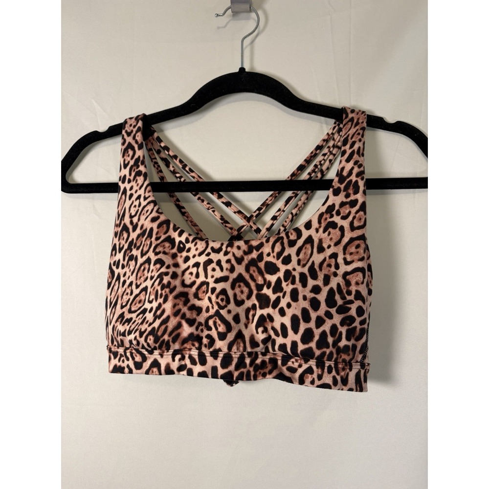 Victorias Secret Small Strappy Cross Back Sports Bra Leopard Cheetah Bralette